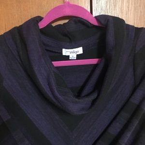 Striped cowl neck tunic sweater